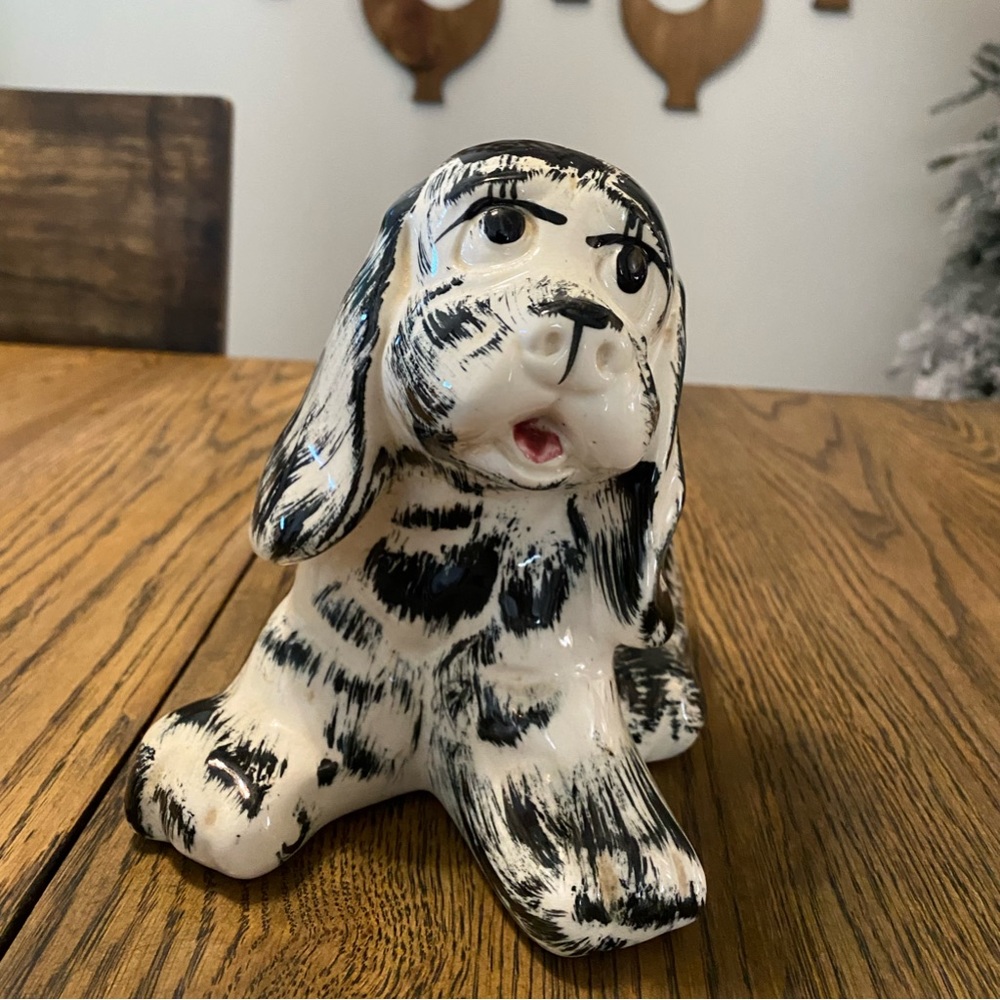 VINTAGE cute Kitsch ceramic dog planter